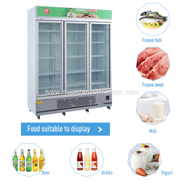 Commercial Fan Cooling Vertical Glass Door Display Freezer